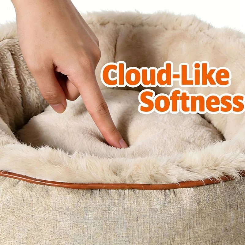 Round Anti-static Plush Cat Bed/pet Bed factory