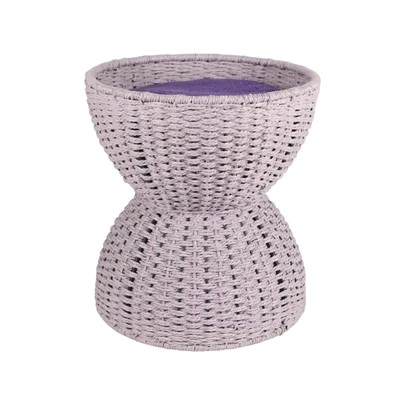 Handgeweven lavendel verhoogd kattenbed kattenbaars zijbaal plantenstandaard Morandi pastel paars Scandinavisch Wabi-sabi stijl