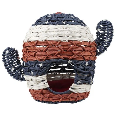 Nieuw hand-geweven rood-wit-blauw papieren touw Cactus kattengrot/huisdierbed